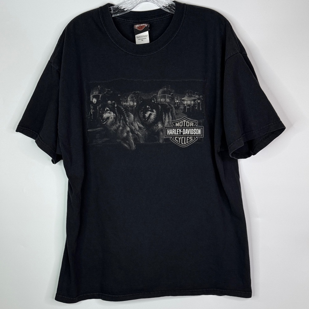 Vintage Harley Davidson Chippewa Falls, Wi Wolf Black Tshirt Size XL 2006